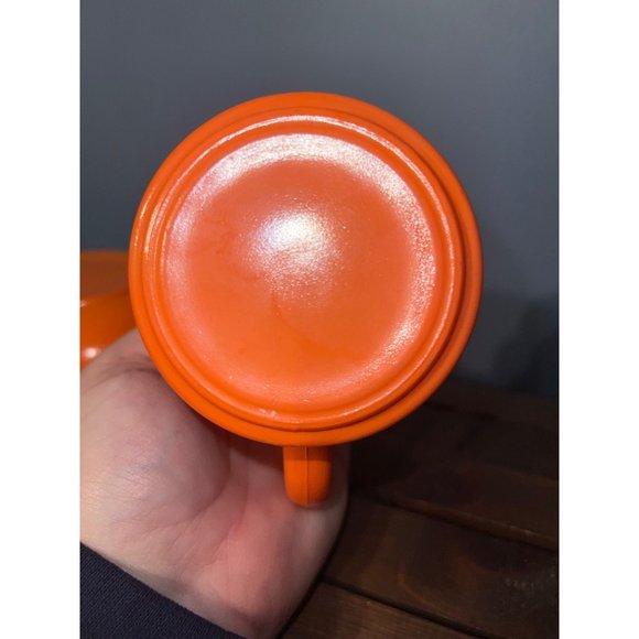 Set Of Mug & Small Bowl MCM Hazel Atlas In Bright Orange - Milk Glass, 60s - Picture 6 of 8